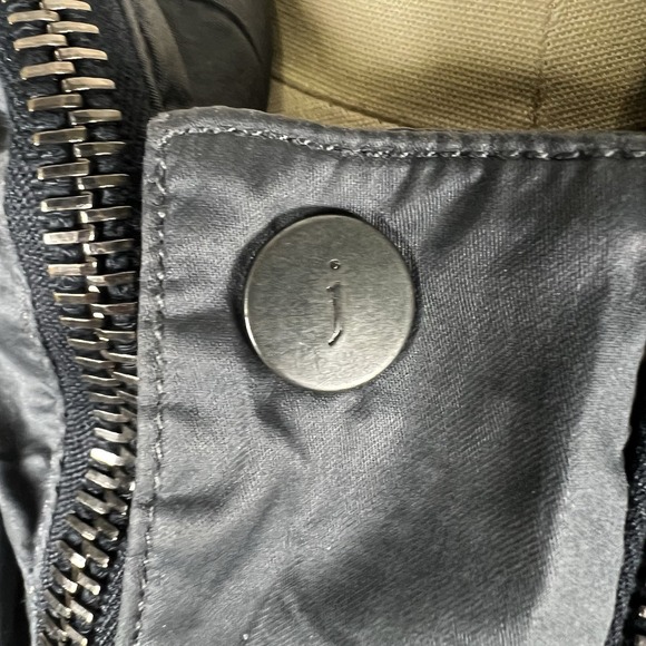 John Varvatos Waxed Cotton Shell Rain Jacket Blue Men's 52 Zip Up Hooded - Picture 5 of 12